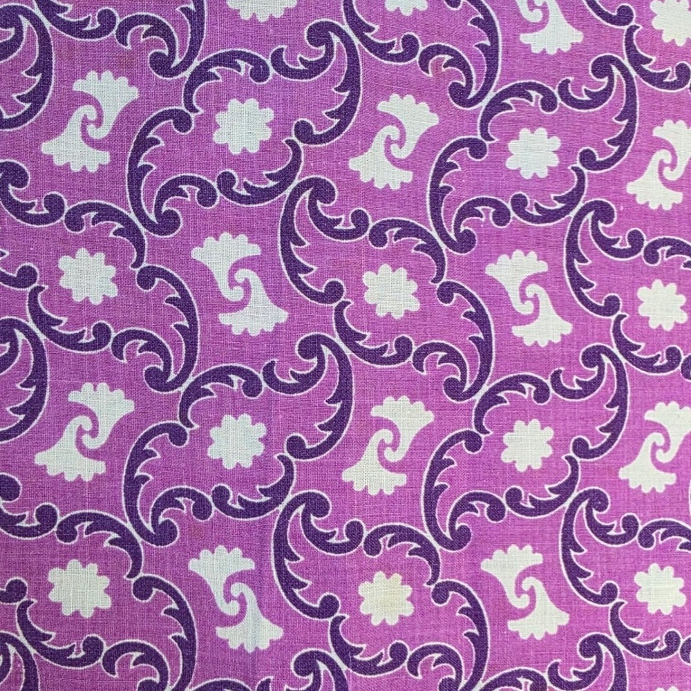 Unbranded Fabric Purple White Damask Scroll Floral 1yd x 36